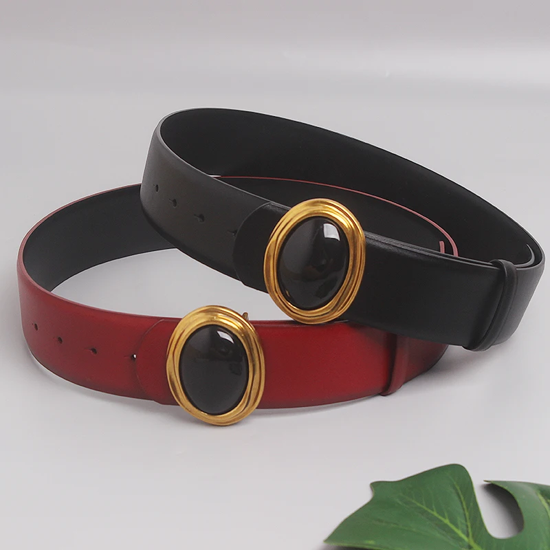 Women's Runway Fashion Double Side Genuine Leather Cummerbunds Female Dress Corsets Waistband Belts Decoration Wide Belt TB1075