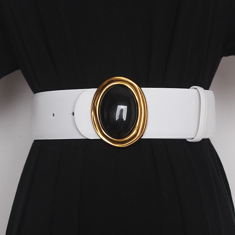 Women's Runway Fashion Double Side Genuine Leather Cummerbunds Female Dress Corsets Waistband Belts Decoration Wide Belt TB1075