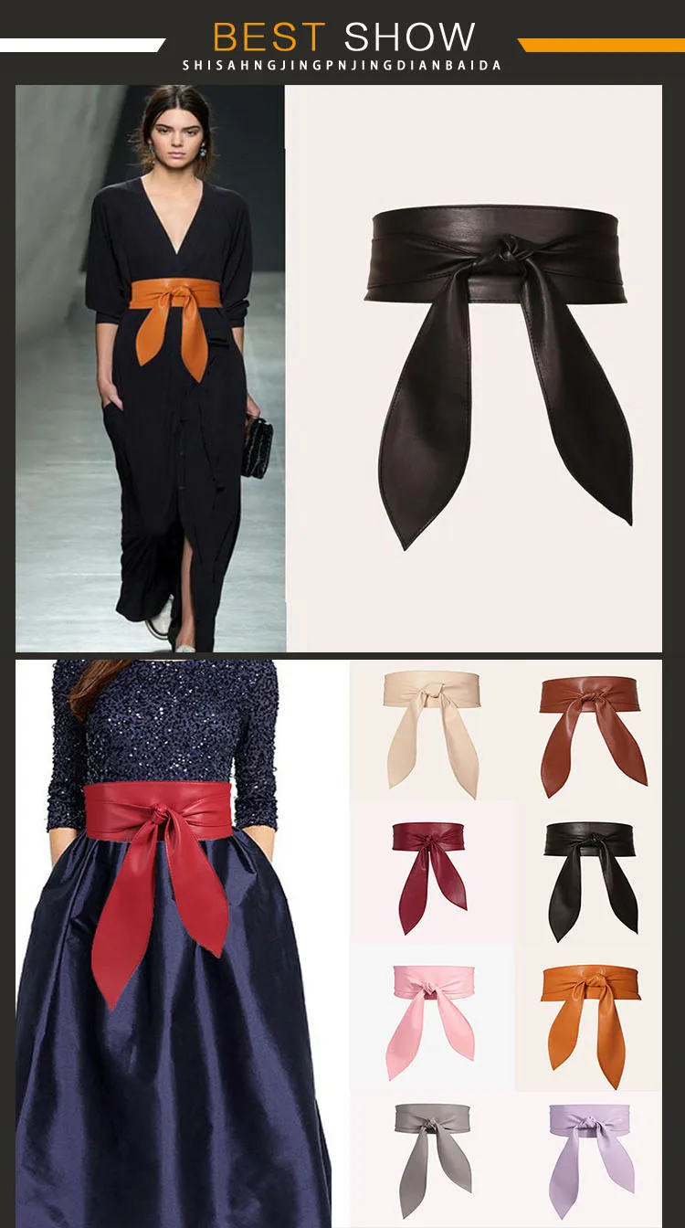 New Women's Bow Wide Belt Fashion Corset Woman Decor Waistband High Quality Solid Color Girdles Ribbon Belts For Dresses YF1011