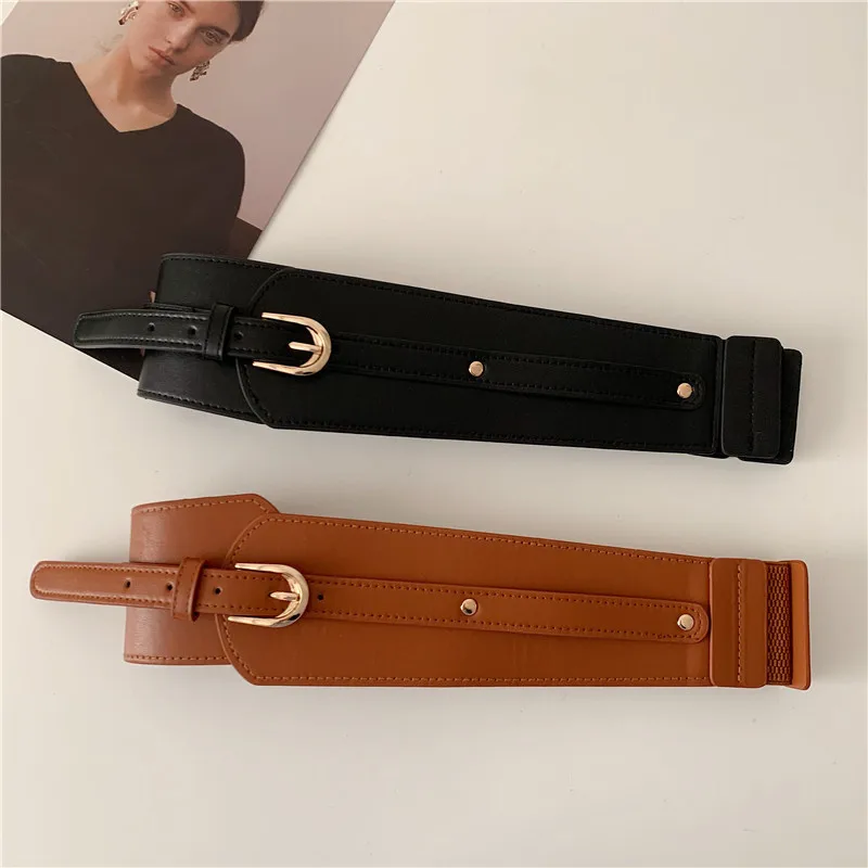 Women High Quality Adjustable Pu Leather Long Waistband Female Vintage Waist Wide Coat Corset Belt Cummerbunds