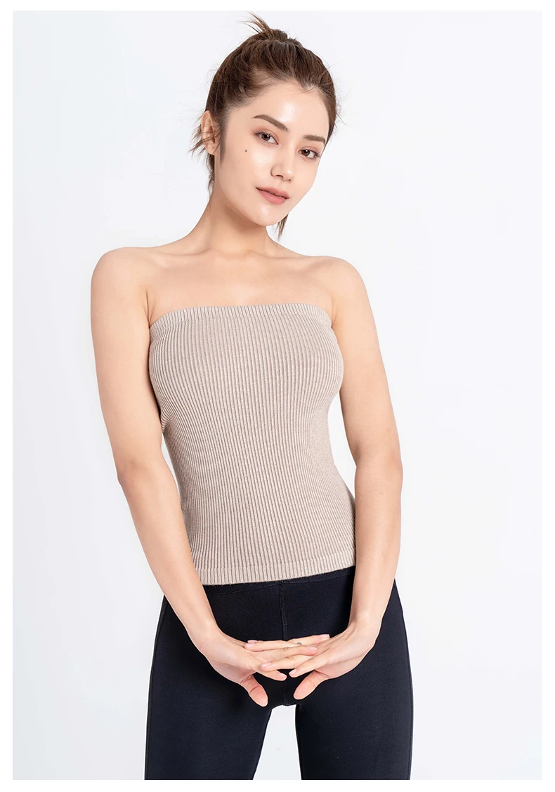 Women's Sexy Backless Chest Wrap Top Strapless Anti-Flash Cotton Woven Sleeve Tight Bottoming Short Section Design