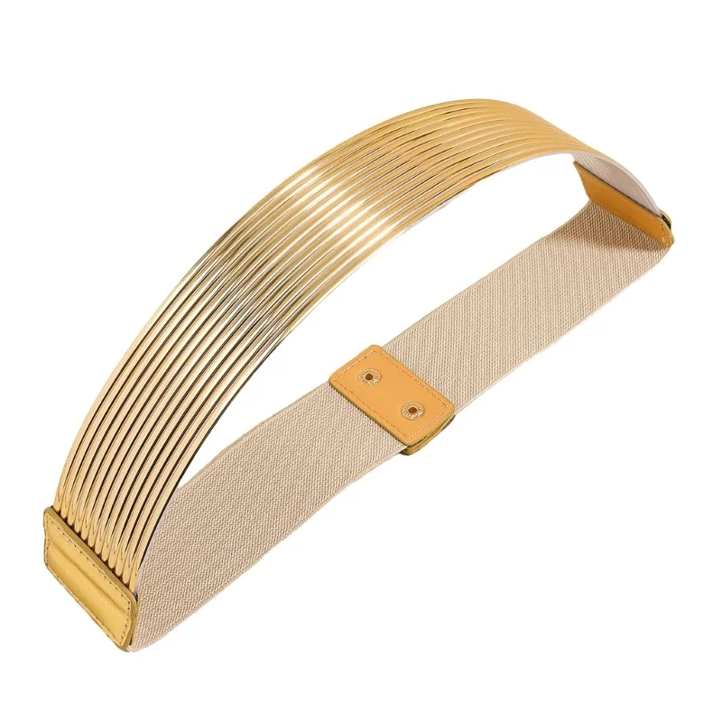 Gold Waist Belt Ladies Fashion Golden Buttoning Belt Dress Shirt Tight Waistband Fashion Accessory for Women