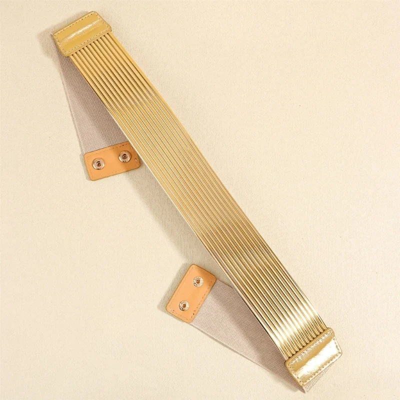 Gold Waist Belt Ladies Fashion Golden Buttoning Belt Dress Shirt Tight Waistband Fashion Accessory for Women