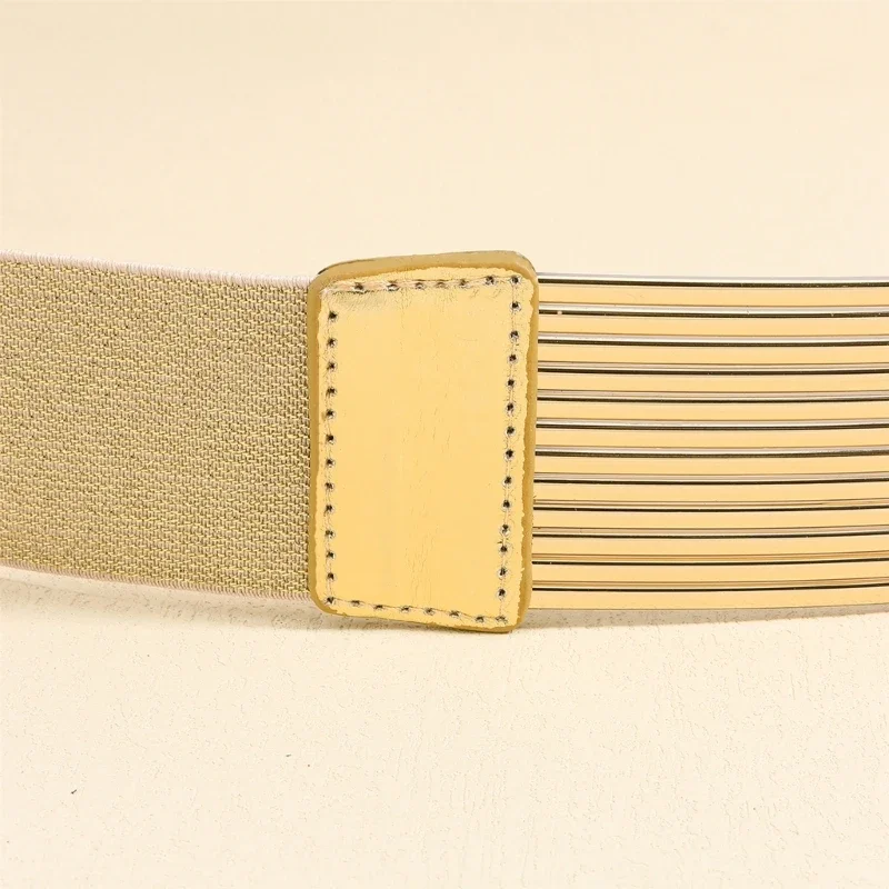Gold Waist Belt Ladies Fashion Golden Buttoning Belt Dress Shirt Tight Waistband Fashion Accessory for Women