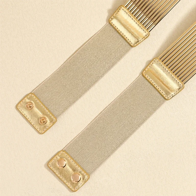 Gold Waist Belt Ladies Fashion Golden Buttoning Belt Dress Shirt Tight Waistband Fashion Accessory for Women