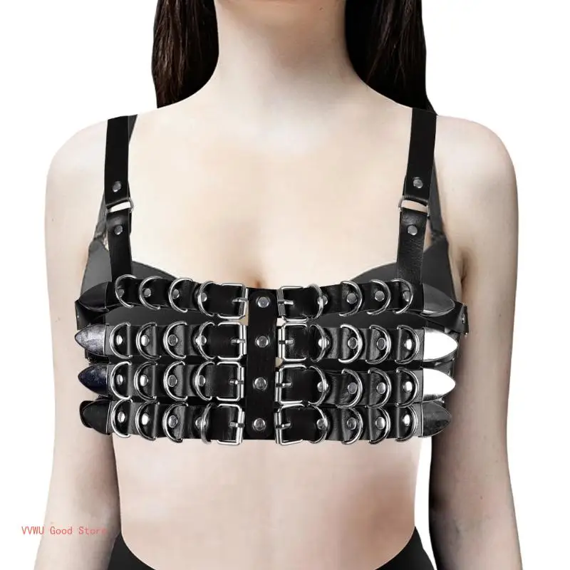 Punk Chest Chain Belt for Women Layered Harness Chest Chain for Dance Prom