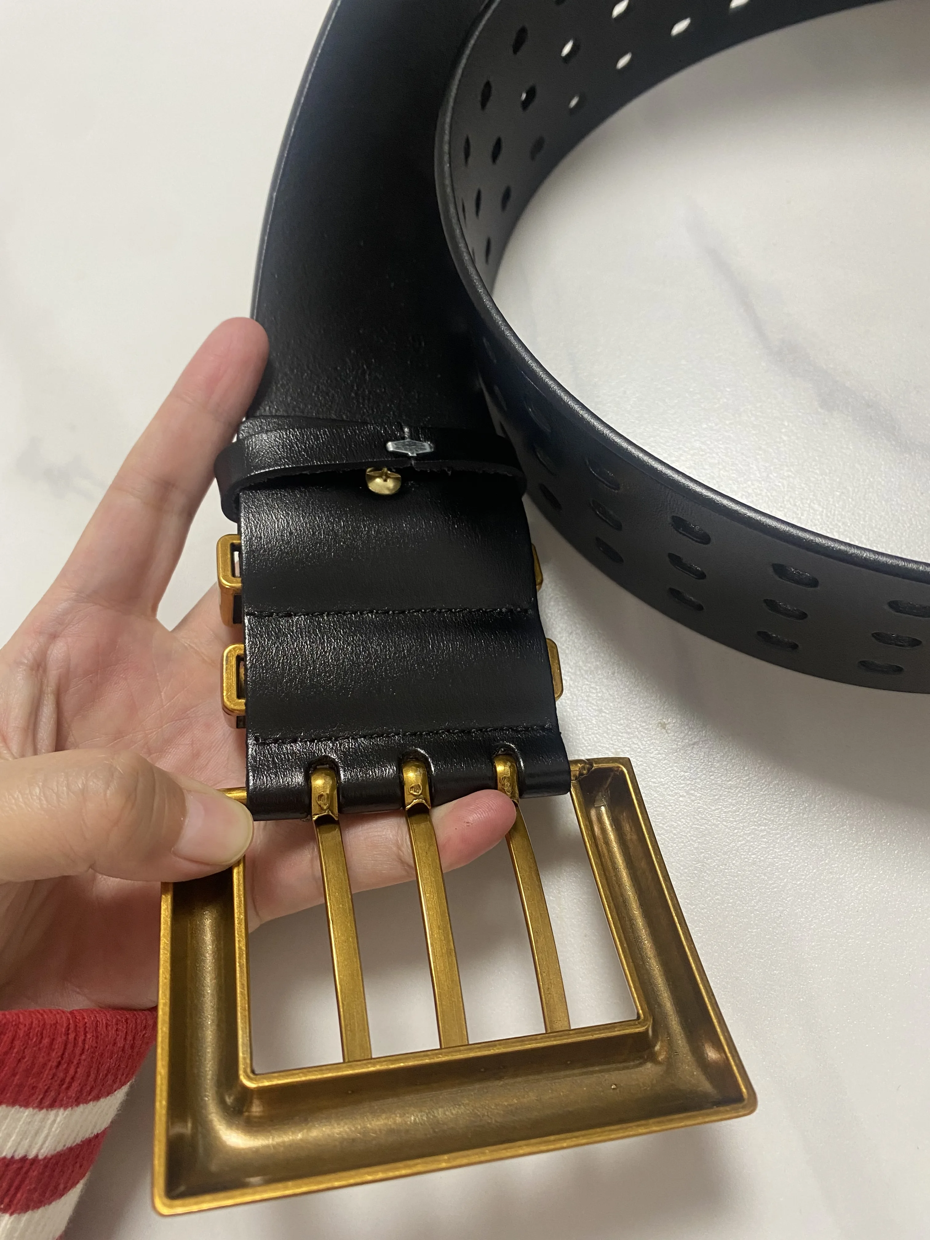 Women's Runway Fashion Genuine Leather Gold Buckle Cummerbunds Female Dress Corsets Waistband Belts Decoration Wide Belt R1520