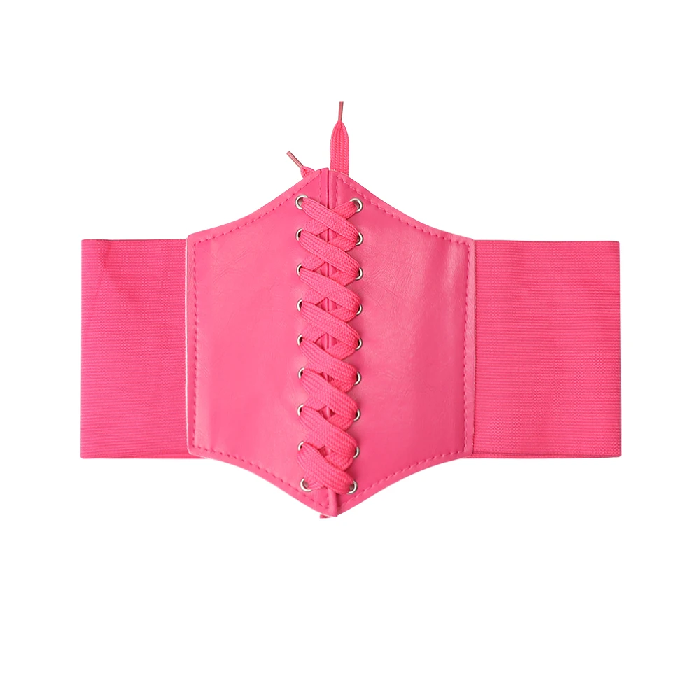 Women's Corset Belt Gothic Fashion PU Leather Female Lace-up Corset Belts Slimming Waist Vintage Corset Black Wide Belt for Girl