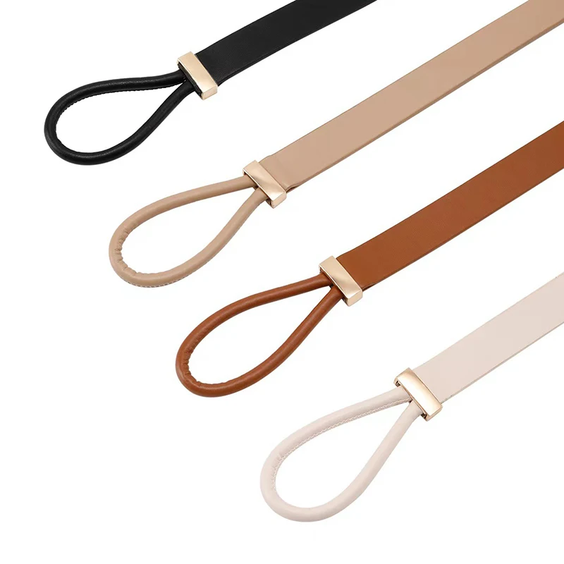 PU Leather Knotted Belt for Women Vintage Thin Waistband Female Fashion Simple Dress Shirt Decorative Girdle Waist Straps