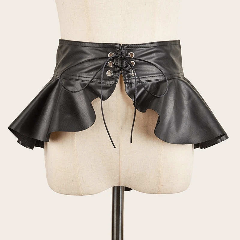 Y166 Dress Corset Belt Fashion Leather Pleated Skirt Peplum Belt