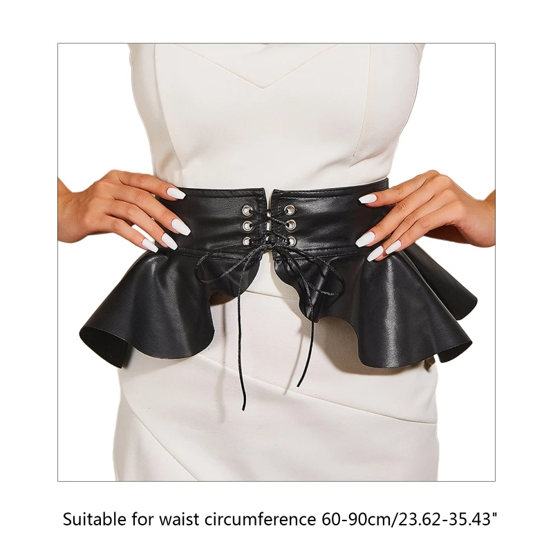 Y166 Dress Corset Belt Fashion Leather Pleated Skirt Peplum Belt
