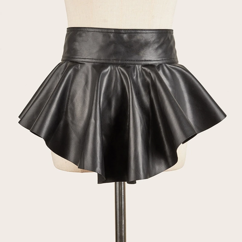 Y166 Dress Corset Belt Fashion Leather Pleated Skirt Peplum Belt