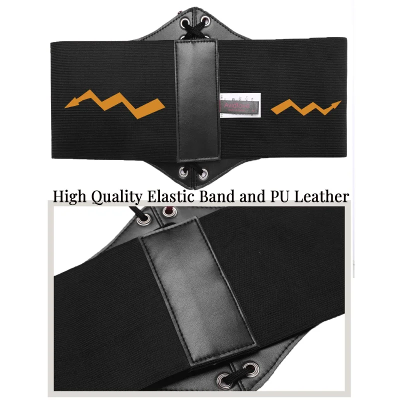 Women's Corset Belt Gothic Fashion PU Leather Female Lace-up Corset Belts Slimming Waist Vintage Corset Black Wide Belt for Girl