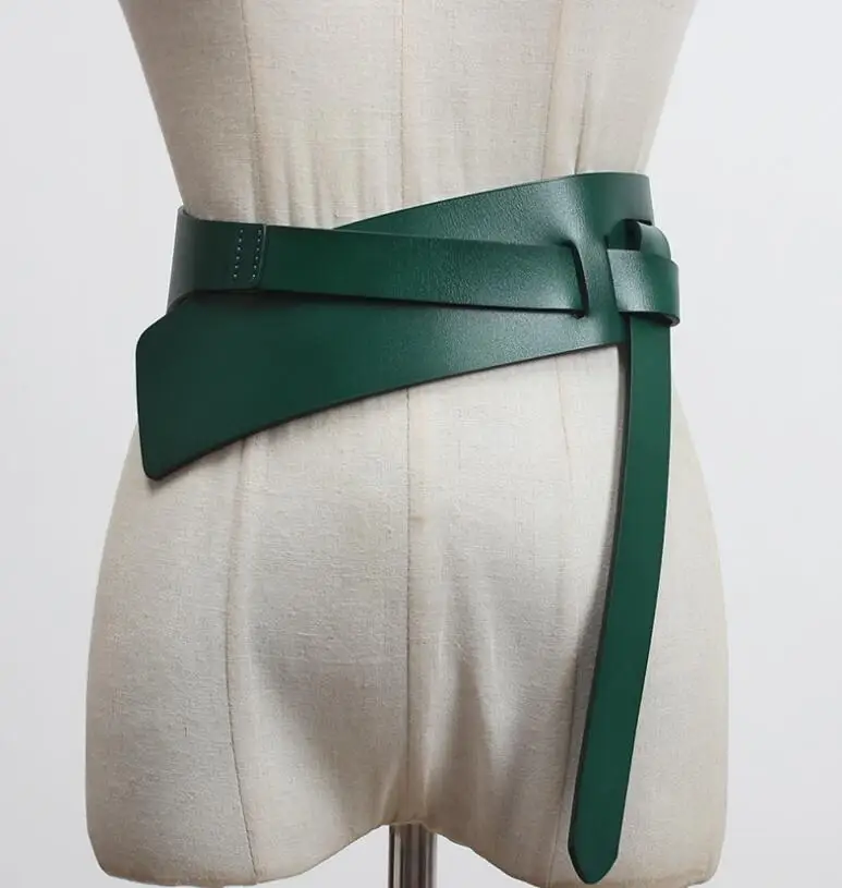 Women's Runway Fashion Genuine Leather Cummerbunds Female Dress Corsets Waistband Belts Decoration Wide Belt R3097