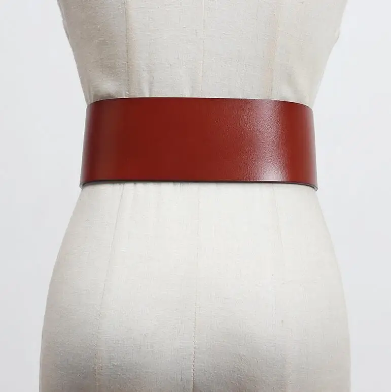 Women's Runway Fashion Genuine Leather Cummerbunds Female Dress Corsets Waistband Belts Decoration Wide Belt R3097