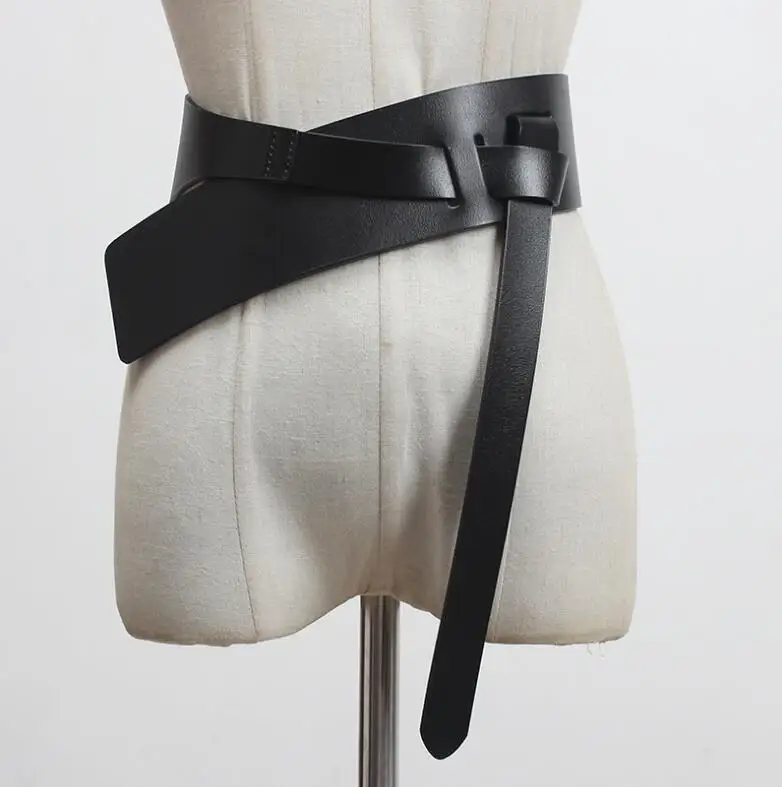 Women's Runway Fashion Genuine Leather Cummerbunds Female Dress Corsets Waistband Belts Decoration Wide Belt R3097