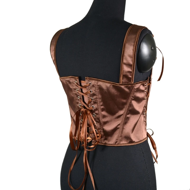 Elegant Corset Top Renaissances Bustier for Female Slimming Girdle Back Tied Fishbones TankTop Role Play Costume Cinchers