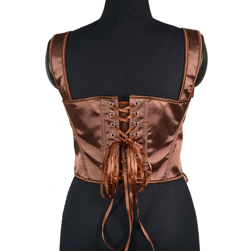 Elegant Corset Top Renaissances Bustier for Female Slimming Girdle Back Tied Fishbones TankTop Role Play Costume Cinchers