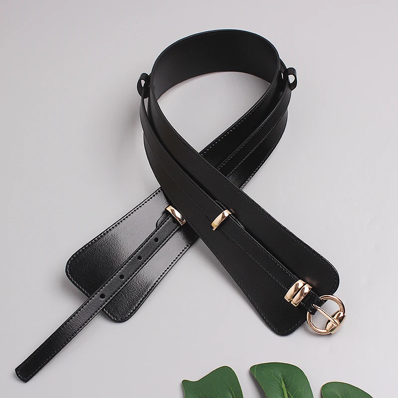 Women's Runway Fashion Genuine Leather Cummerbunds Female Dress Corsets Waistband Belts Decoration Wide Belt TB2034