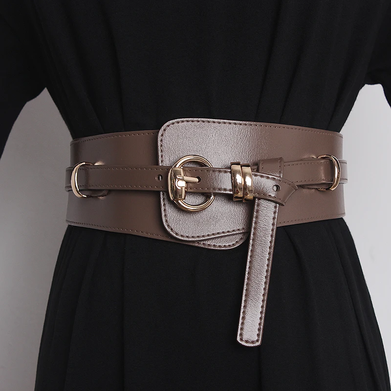 Women's Runway Fashion Genuine Leather Cummerbunds Female Dress Corsets Waistband Belts Decoration Wide Belt TB2034