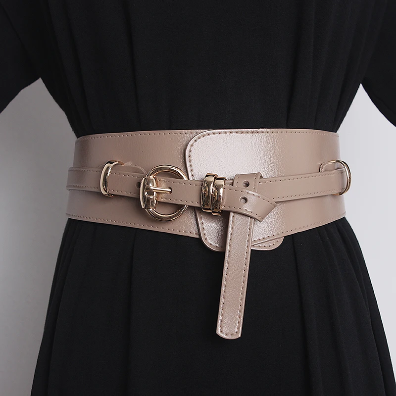 Women's Runway Fashion Genuine Leather Cummerbunds Female Dress Corsets Waistband Belts Decoration Wide Belt TB2034