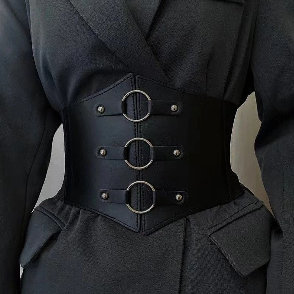 PU Leather Corset Belt, Elastic High-Waisted Girdle for Women, Slimming Body Shaper, Versatile Daily Wear Bustier Bandage