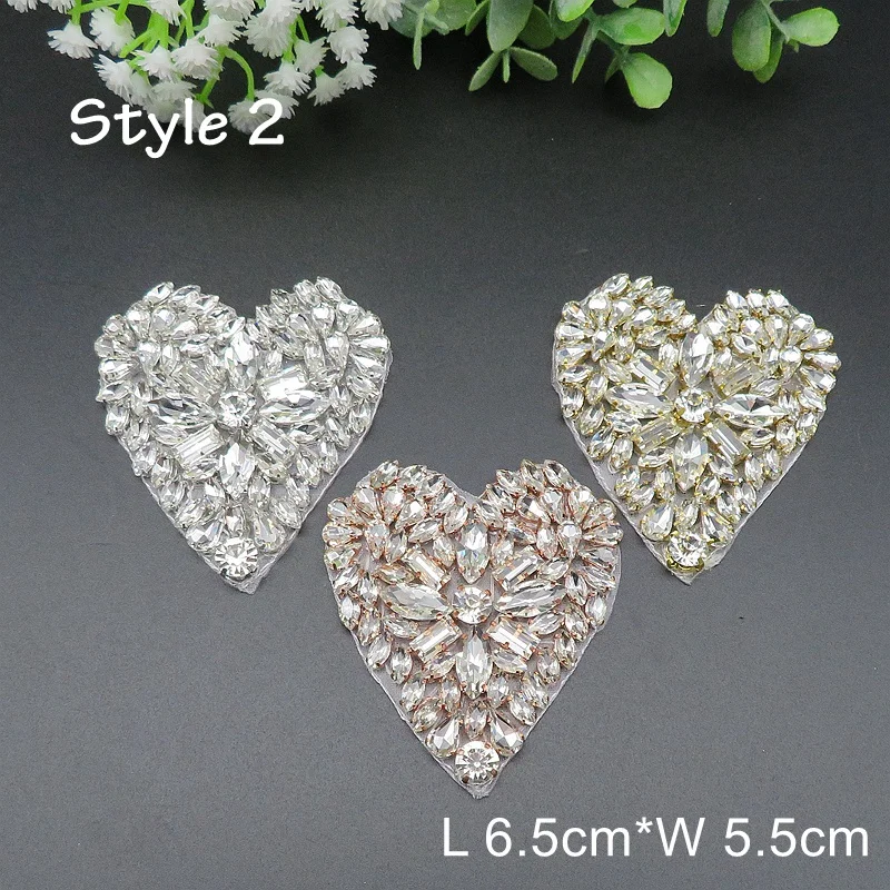 JLZXSY Handmade Custom Crystal Bridal Applique Iron on Hot Fix Rhinestone Applique Patch DIY for Wedding Dress Cloth Accessories