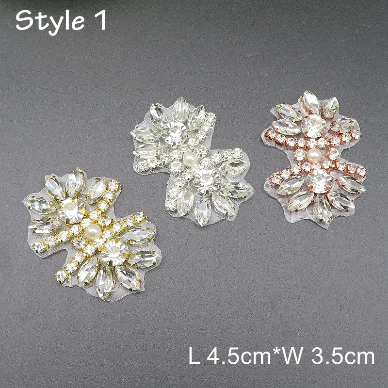 JLZXSY Handmade Custom Crystal Bridal Applique Iron on Hot Fix Rhinestone Applique Patch DIY for Wedding Dress Cloth Accessories