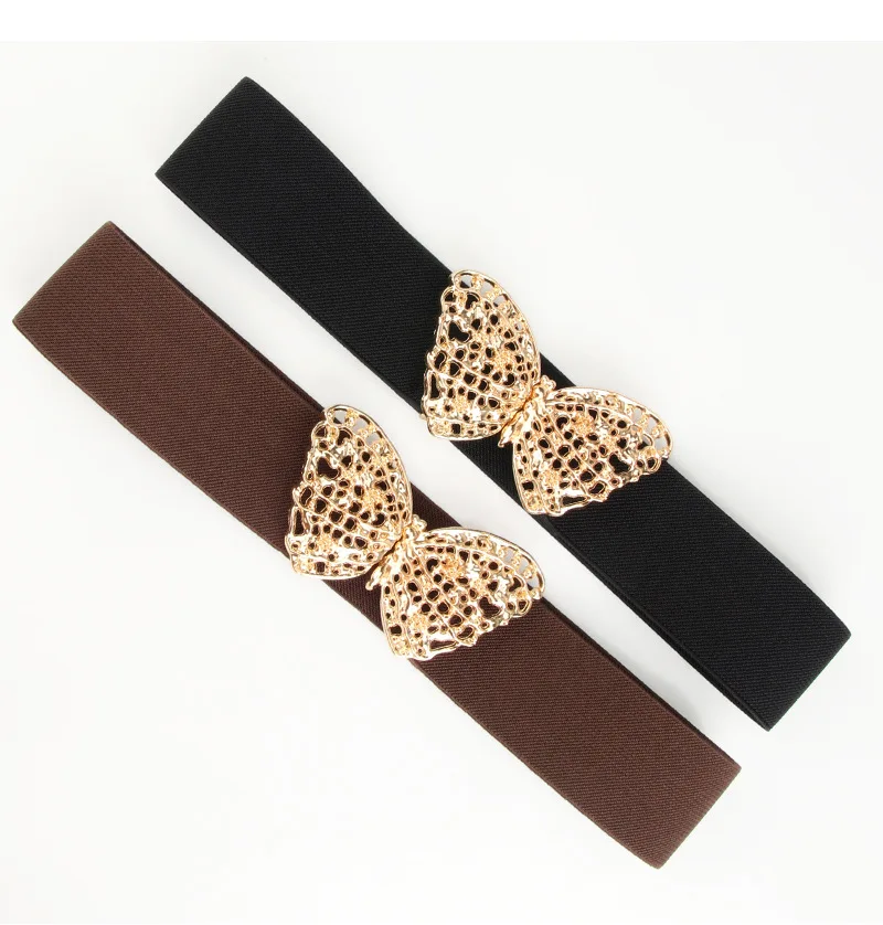 Fashion Butterfly Elastic Waistband Elegant Cummerbund Women Dress Buckle Belt Strap Waist