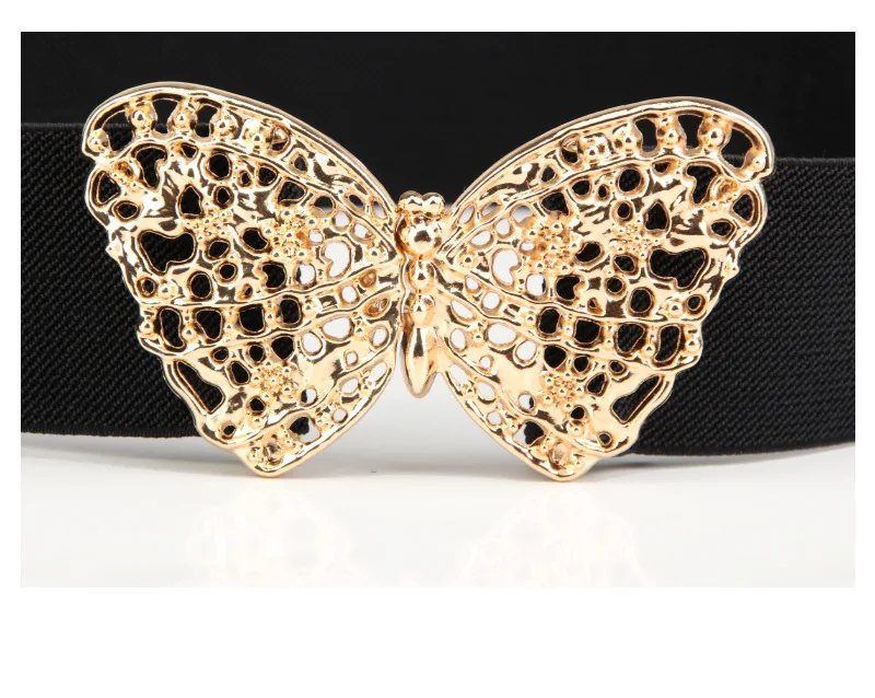 Fashion Butterfly Elastic Waistband Elegant Cummerbund Women Dress Buckle Belt Strap Waist