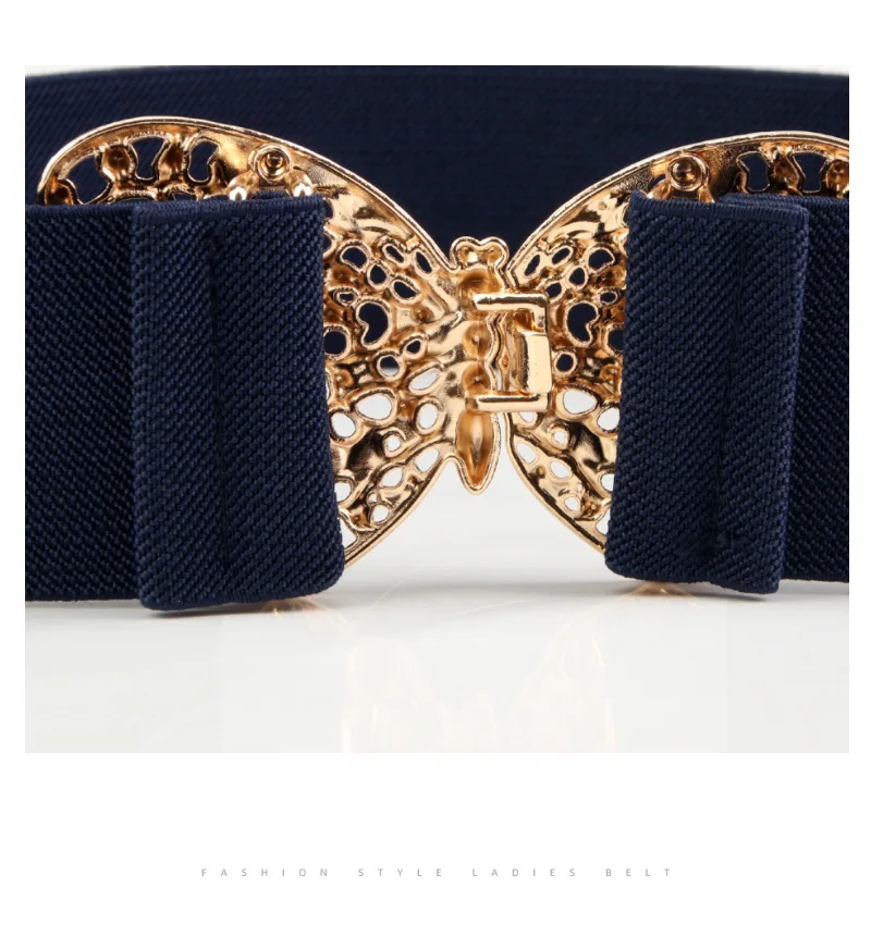 Fashion Butterfly Elastic Waistband Elegant Cummerbund Women Dress Buckle Belt Strap Waist