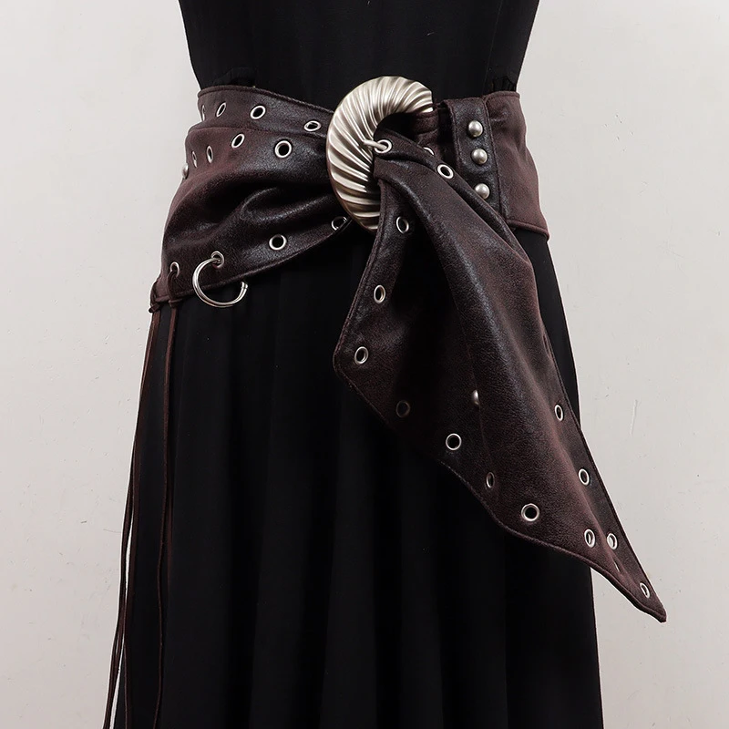 DEAT Fashion Retro Tassels Waistband For Women Trendy Metal Buckle Waist Seal Female New Arrival 11A02111