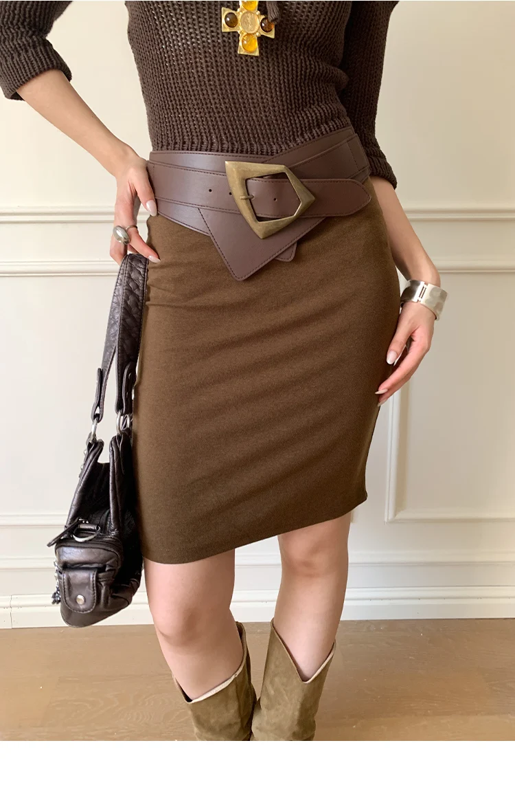 Rivet Belt With Button Head Decoration Waistband With Skirt Vintage Elastic Wide Leather Belt Versatile And Simple Corset