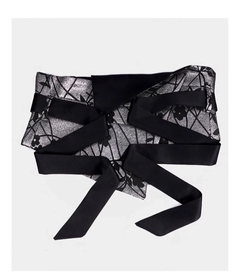 Vintage Opulent Jacquard Brocade Belt Women Oversized Bow-Tie Wide Cinch - Chic Belt for Pants Dress Layering Luxury Essential