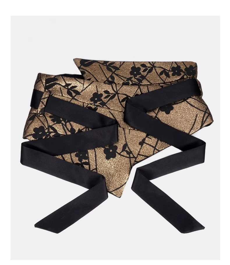 Vintage Opulent Jacquard Brocade Belt Women Oversized Bow-Tie Wide Cinch - Chic Belt for Pants Dress Layering Luxury Essential