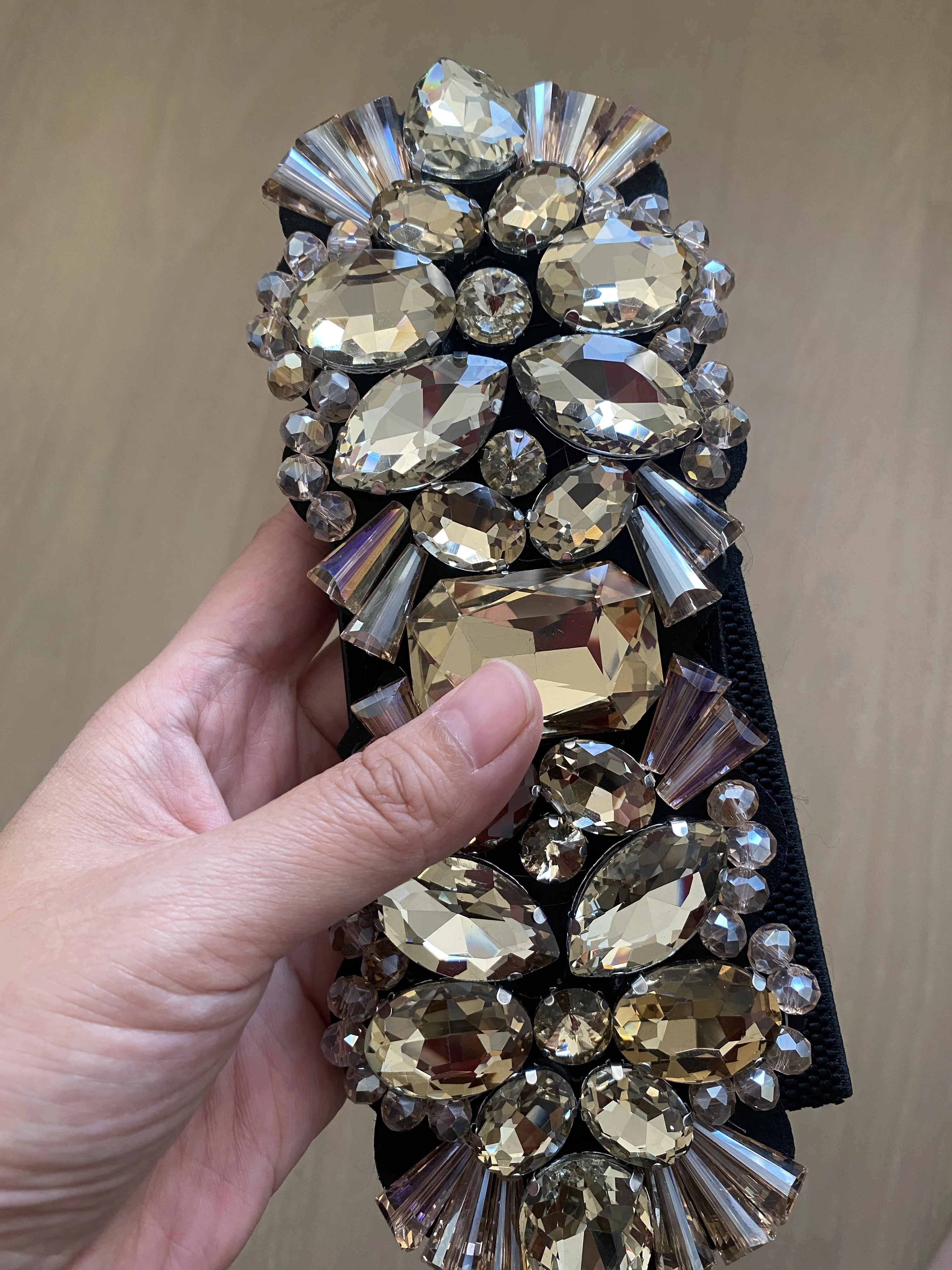 Women's Fashion Blingbling Rhinestone Beaded Cummerbunds Female Dress Corsets Waistband Belts Decoration Wide Belt R2506