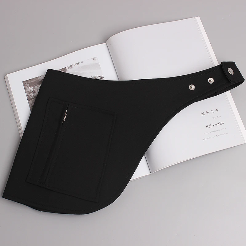 Women's runway fashion black fabric Cummerbunds female Dress coat Corsets Waistband Belts decoration wide belt R3358