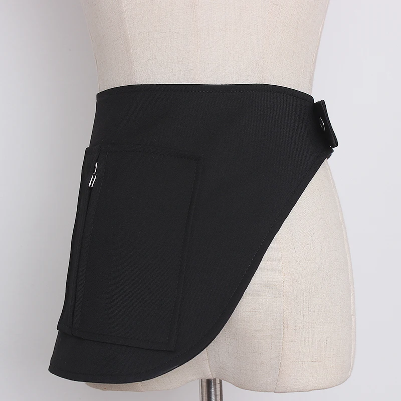 Women's runway fashion black fabric Cummerbunds female Dress coat Corsets Waistband Belts decoration wide belt R3358