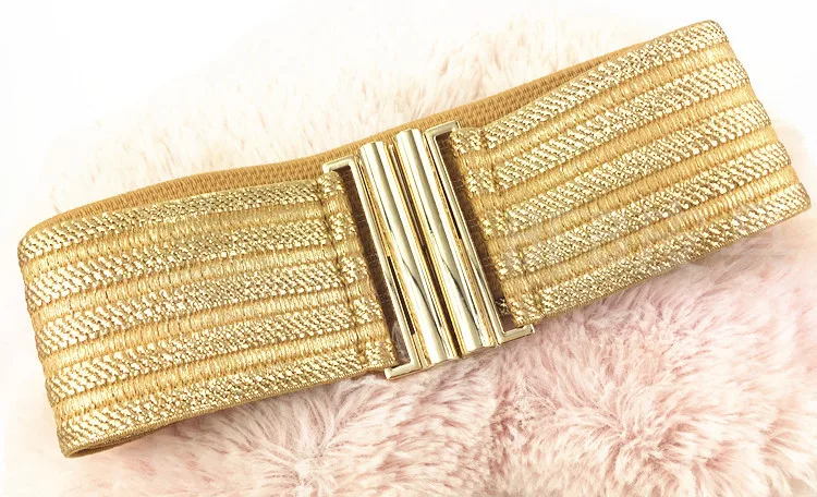 Women's Fashion Elastic Gold Cummerbunds Female Dress Corsets Waistband Belts Decoration Wide Belt R2192