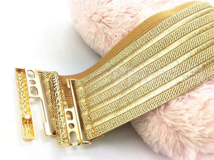 Women's Fashion Elastic Gold Cummerbunds Female Dress Corsets Waistband Belts Decoration Wide Belt R2192