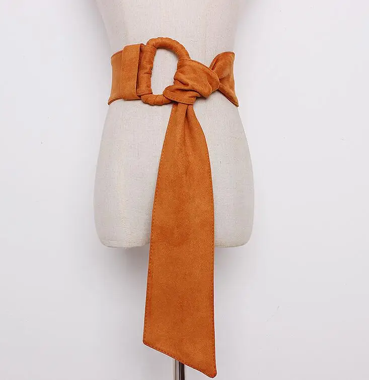 Women's Runway Fashion Faux Suede Leather Cummerbunds Female Dress Corsets Waistband Belts decoration Wide Belt R1685