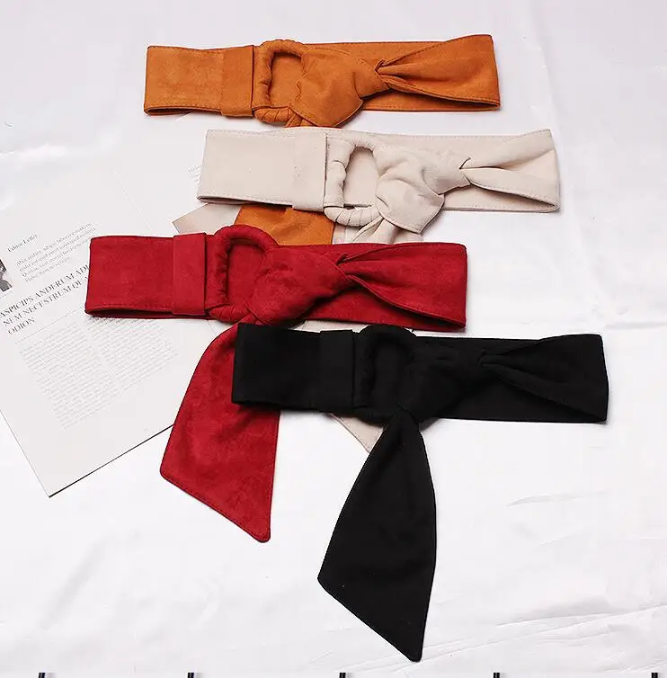 Women's Runway Fashion Faux Suede Leather Cummerbunds Female Dress Corsets Waistband Belts decoration Wide Belt R1685