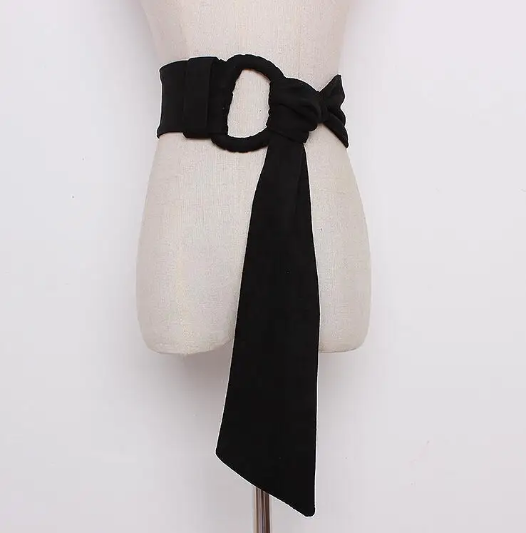 Women's Runway Fashion Faux Suede Leather Cummerbunds Female Dress Corsets Waistband Belts decoration Wide Belt R1685