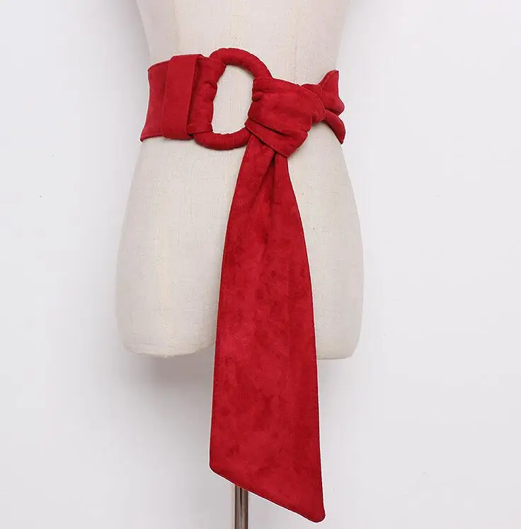 Women's Runway Fashion Faux Suede Leather Cummerbunds Female Dress Corsets Waistband Belts decoration Wide Belt R1685