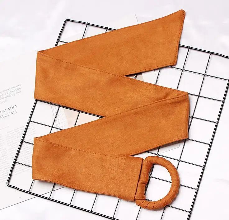 Women's Runway Fashion Faux Suede Leather Cummerbunds Female Dress Corsets Waistband Belts decoration Wide Belt R1685