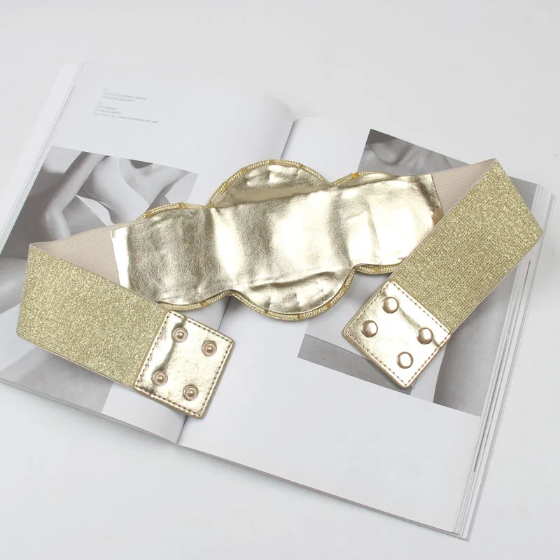 Women's Runway Fashion Vintage Elastic Cummerbunds Female Dress Corsets Waistband Belts Decoration Wide Belt R1939