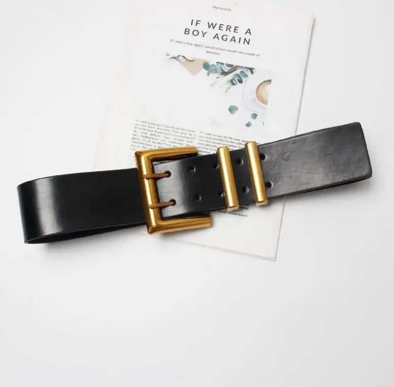 Women's Fashion Vintage Genuine Leather Cummerbunds Female Dress Corsets Waistband Belts Decoration Wide Belt R3095
