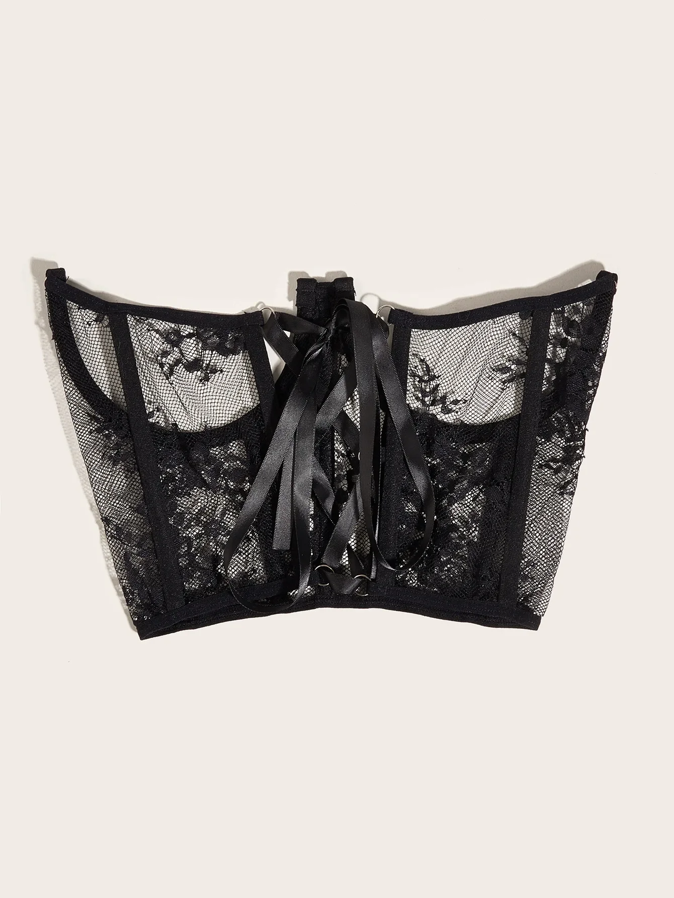 Women Floral Lace Corset Belt Adjustable Tie Back Decorative Bustier Lace Up Underbust Wide Belt Sexy Bandage Tops