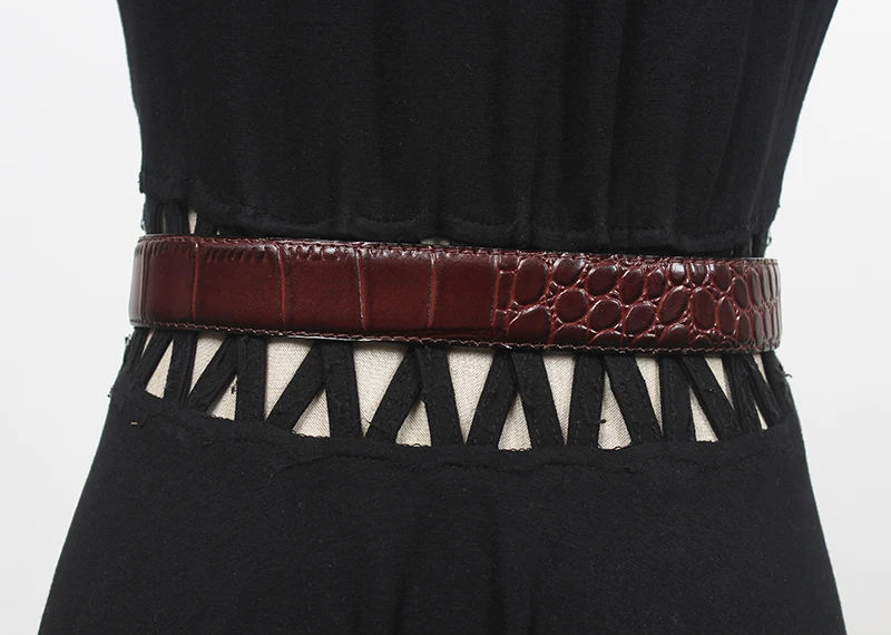 Women's Runway Fashion Genuine Leather Cummerbunds Female Dress Corsets Waistband Belts Decoration Narrow Belt R2119