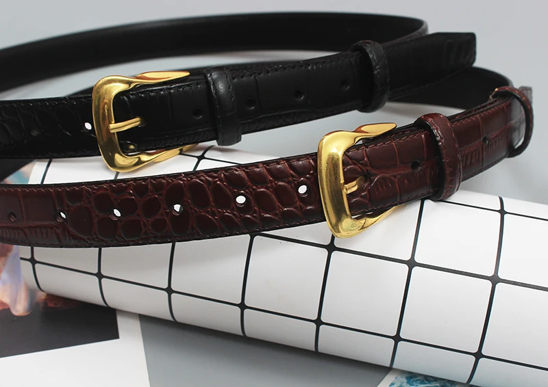 Women's Runway Fashion Genuine Leather Cummerbunds Female Dress Corsets Waistband Belts Decoration Narrow Belt R2119